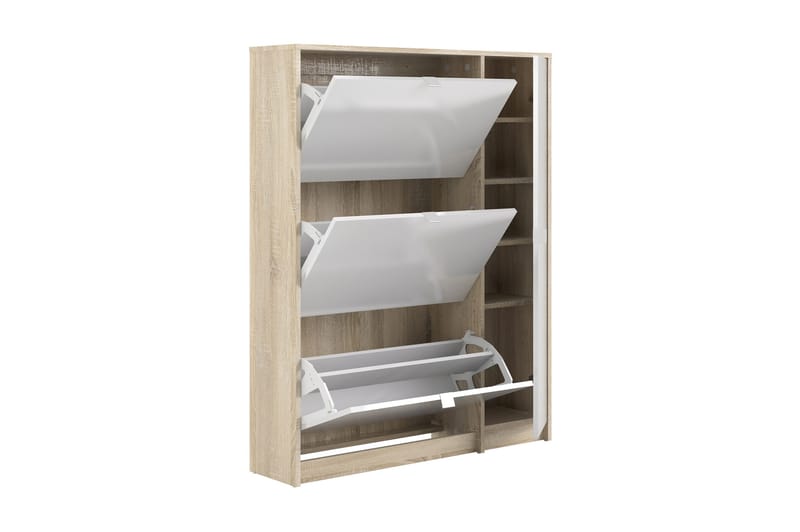 Kenkakaappi Malwine 3 lokeroa - Puu/luonnonväri/valkoinen - Säilytys - Kenkäsäilytys
