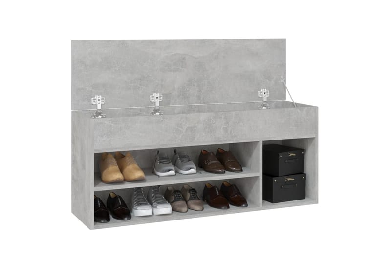 Kenkien säilytyspenkki betoninharmaa 105x30x45 cm lastulevy - Harmaa - Säilytys - Kenkäsäilytys