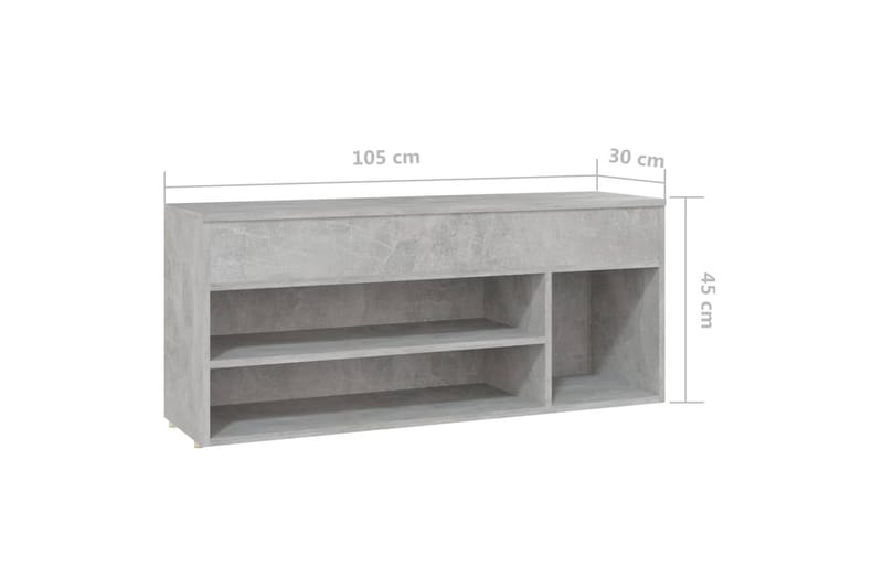 Kenkien säilytyspenkki betoninharmaa 105x30x45 cm lastulevy - Harmaa - Säilytys - Kenkäsäilytys