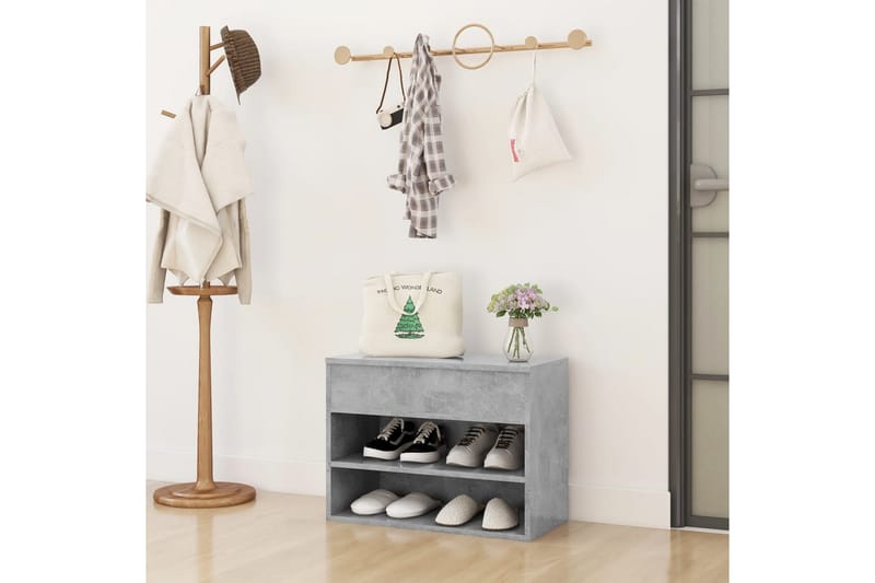 Kenkien säilytyspenkki betoninharmaa 60x30x45 cm lastulevy - Harmaa - Säilytys - Kenkäsäilytys
