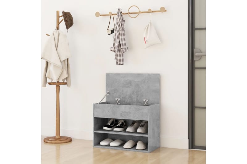 Kenkien säilytyspenkki betoninharmaa 60x30x45 cm lastulevy - Harmaa - Säilytys - Kenkäsäilytys