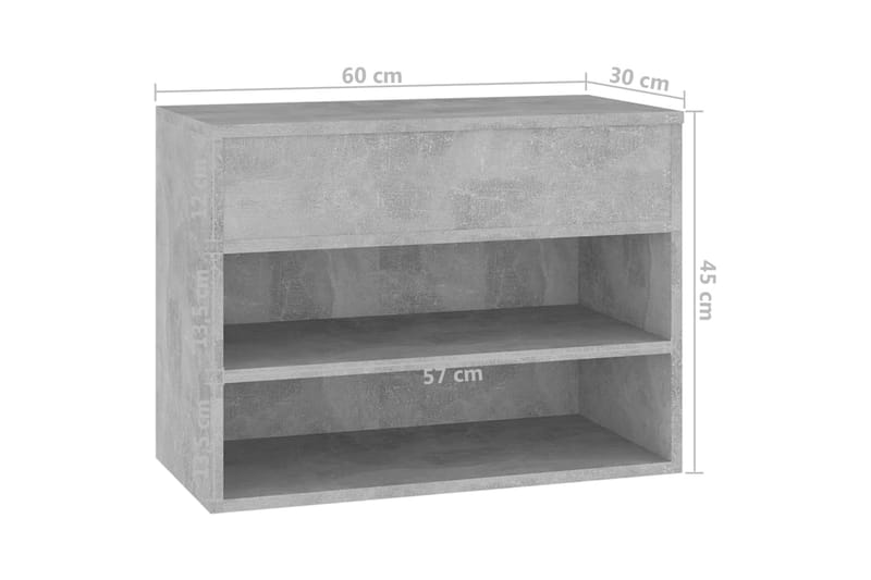 Kenkien säilytyspenkki betoninharmaa 60x30x45 cm lastulevy - Harmaa - Säilytys - Kenkäsäilytys