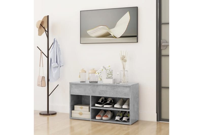 Kenkien säilytyspenkki betoninharmaa 80x30x45 cm levy - Harmaa - Säilytys - Kenkäsäilytys