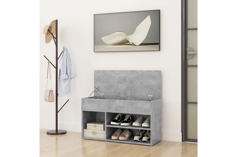 Kenkien säilytyspenkki betoninharmaa 80x30x45 cm levy - Harmaa - Säilytys - Kenkäsäilytys