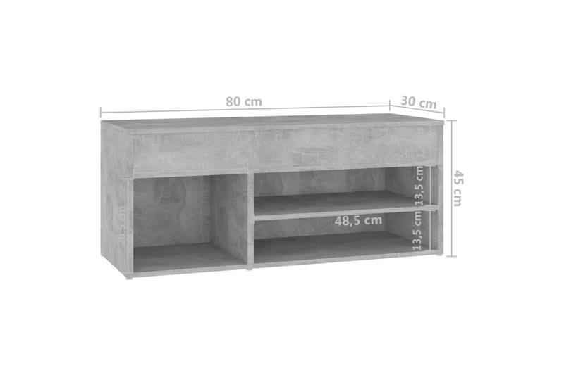 Kenkien säilytyspenkki betoninharmaa 80x30x45 cm levy - Harmaa - Säilytys - Kenkäsäilytys