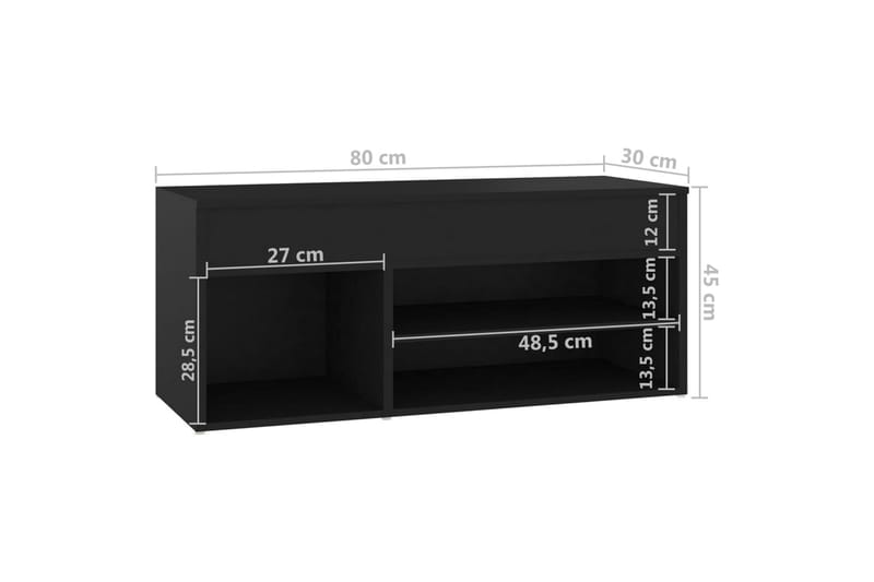 Kenkien säilytyspenkki musta 80x30x45 cm lastulevy - Musta - Säilytys - Kenkäsäilytys