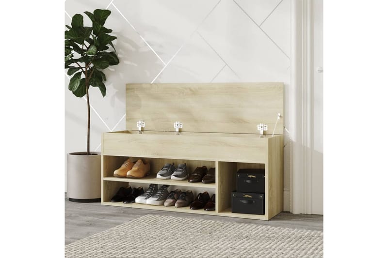 Kenkien säilytyspenkki Sonoma-tammi 105x30x45cm lastulevy - Ruskea - Säilytys - Kenkäsäilytys