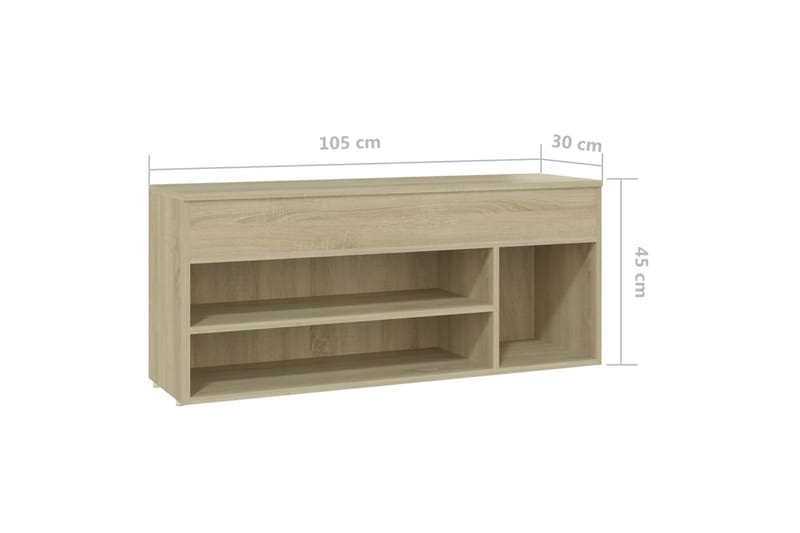 Kenkien säilytyspenkki Sonoma-tammi 105x30x45cm lastulevy - Ruskea - Säilytys - Kenkäsäilytys