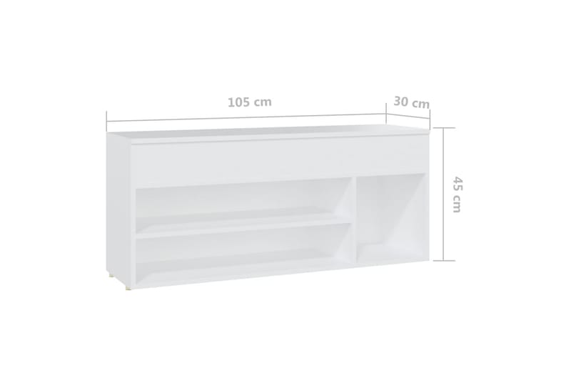 Kenkien säilytyspenkki valkoinen 105x30x45 cm lastulevy - Valkoinen - Säilytys - Kenkäsäilytys