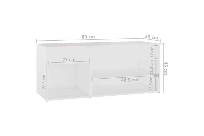 Kenkien säilytyspenkki valkoinen 80x30x45 cm lastulevy - Valkoinen - Säilytys - Kenkäsäilytys