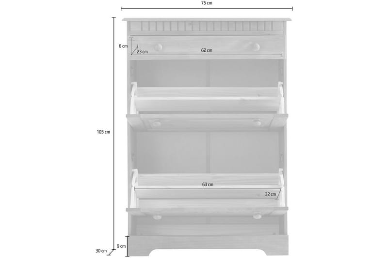 Lisa Kenkäkaappi 75x105 cm - Valkoinen - Säilytys - Kenkäsäilytys