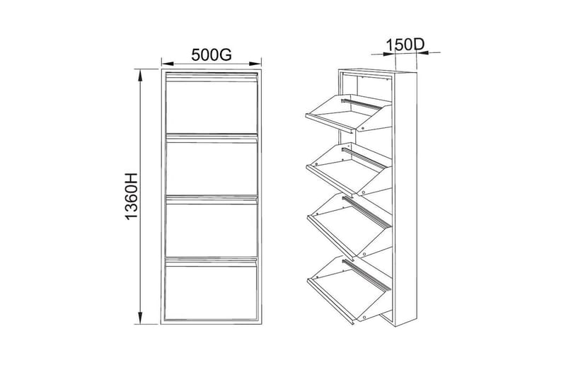 Mayazizi Kenkäkaappi 50 cm - Vaaleanharmaa - Säilytys - Kenkäsäilytys