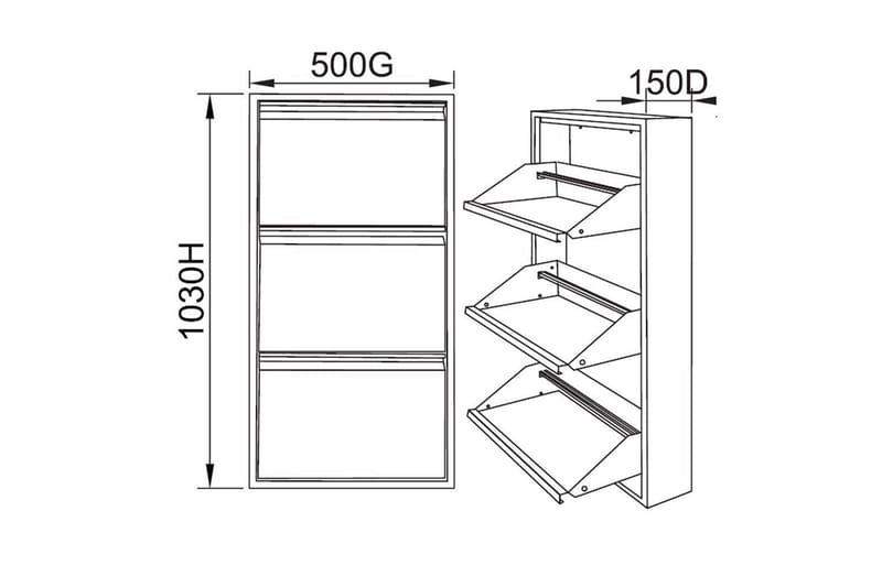 Mayazizi Kenkäkaappi 50 cm - Vaaleanharmaa - Säilytys - Kenkäsäilytys