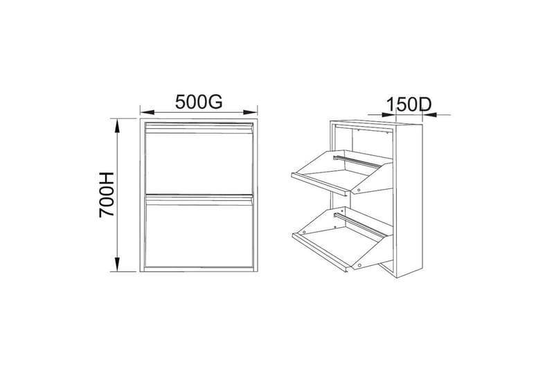 Mayazizi Kenkäkaappi 50 cm - Vaaleanharmaa - Säilytys - Kenkäsäilytys