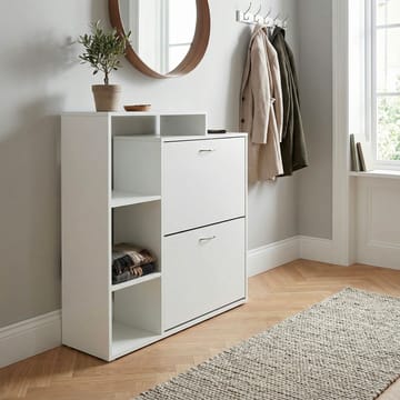 Noraro-kenkäkaappi 85 cm - valkoinen ja krominvärinen - Säilytys - Kenkäsäilytys