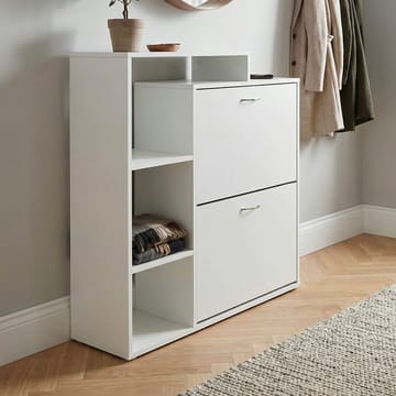 Noraro-kenkäkaappi 85 cm - valkoinen ja krominvärinen - Säilytys - Kenkäsäilytys