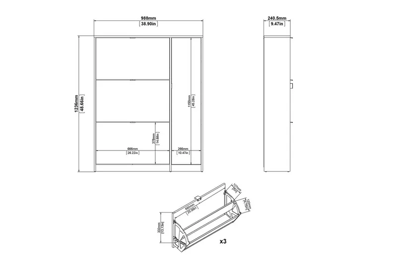 Rivornis Kenkäkaappi 98,8 cm - Luonnonväri - Säilytys - Kenkäsäilytys