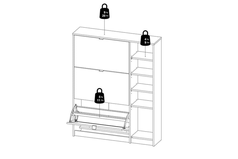 Rivornis Kenkäkaappi 98,8 cm - Luonnonväri - Säilytys - Kenkäsäilytys