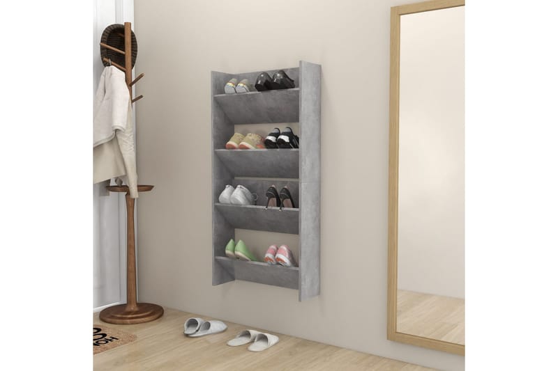 Seinäkenkäkaapit 2 kpl betoninharmaa 60x18x60 cm lastulevy - Säilytys - Kenkäsäilytys