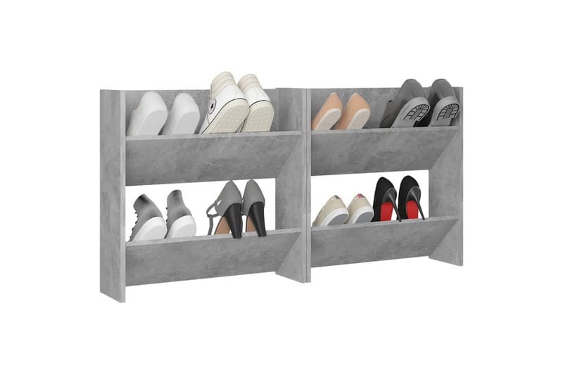 Seinäkenkäkaapit 2 kpl betoninharmaa 60x18x60 cm lastulevy - Säilytys - Kenkäsäilytys