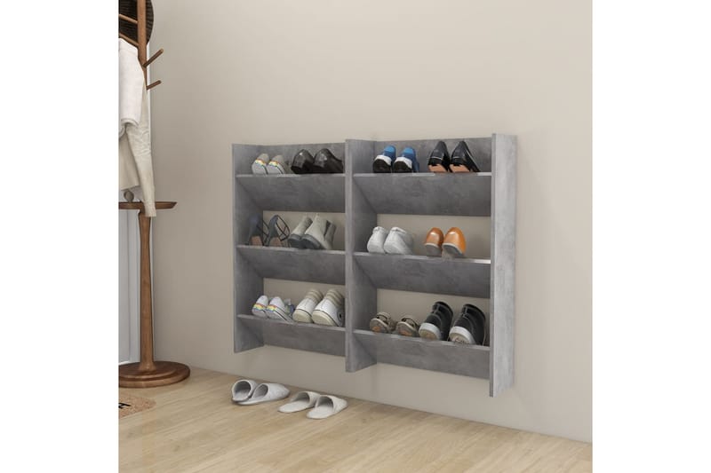 Seinäkenkäkaapit 2 kpl betoninharmaa 60x18x90 cm lastulevy - Säilytys - Kenkäsäilytys