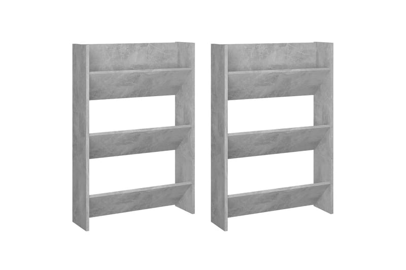 Seinäkenkäkaapit 2 kpl betoninharmaa 60x18x90 cm lastulevy - Säilytys - Kenkäsäilytys