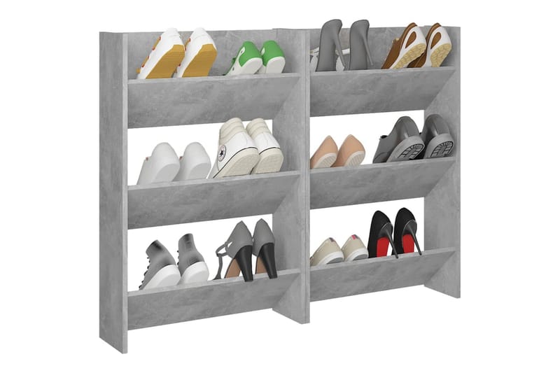 Seinäkenkäkaapit 2 kpl betoninharmaa 60x18x90 cm lastulevy - Säilytys - Kenkäsäilytys