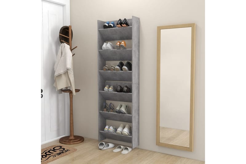 Seinäkenkäkaapit 2 kpl betoninharmaa 60x18x90 cm lastulevy - Säilytys - Kenkäsäilytys