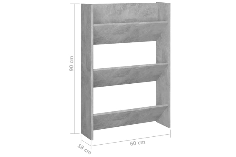 Seinäkenkäkaapit 2 kpl betoninharmaa 60x18x90 cm lastulevy - Säilytys - Kenkäsäilytys