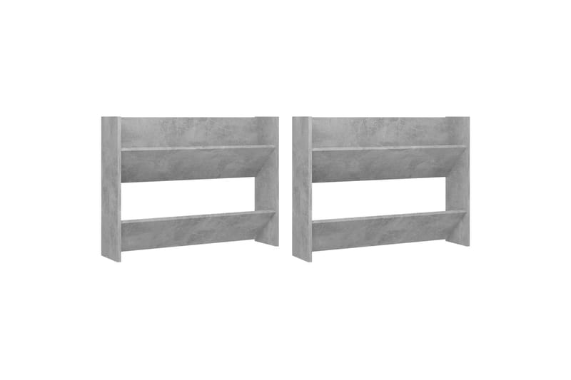 Seinäkenkäkaapit 2 kpl betoninharmaa 80x18x60 cm lastulevy - Säilytys - Kenkäsäilytys