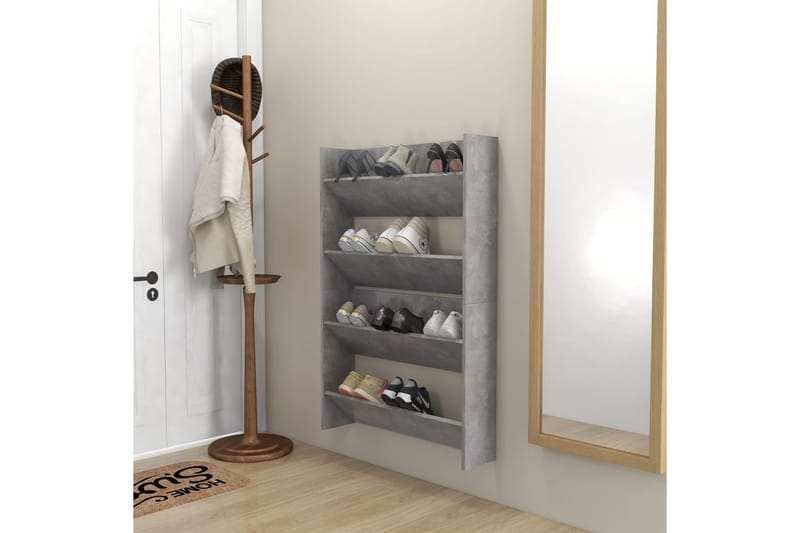 Seinäkenkäkaapit 2 kpl betoninharmaa 80x18x60 cm lastulevy - Säilytys - Kenkäsäilytys