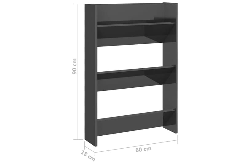 Seinäkenkäkaapit 2 kpl korkeakiilto harm. 60x18x90 cm - Säilytys - Kenkäsäilytys