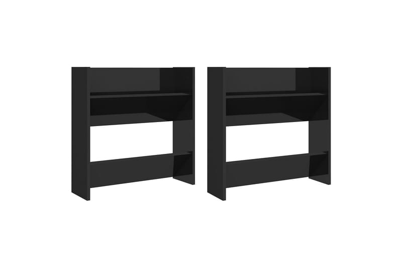 Seinäkenkäkaapit 2 kpl korkeakiilto musta 60x18x60 cm - Säilytys - Kenkäsäilytys