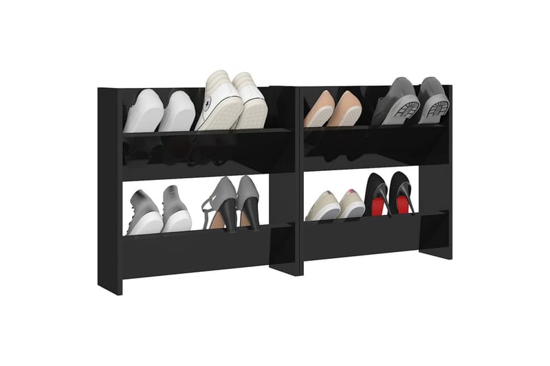 Seinäkenkäkaapit 2 kpl korkeakiilto musta 60x18x60 cm - Säilytys - Kenkäsäilytys