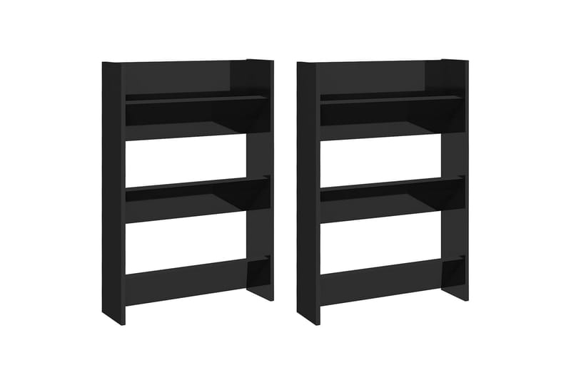 Seinäkenkäkaapit 2 kpl korkeakiilto musta 60x18x90 cm - Säilytys - Kenkäsäilytys