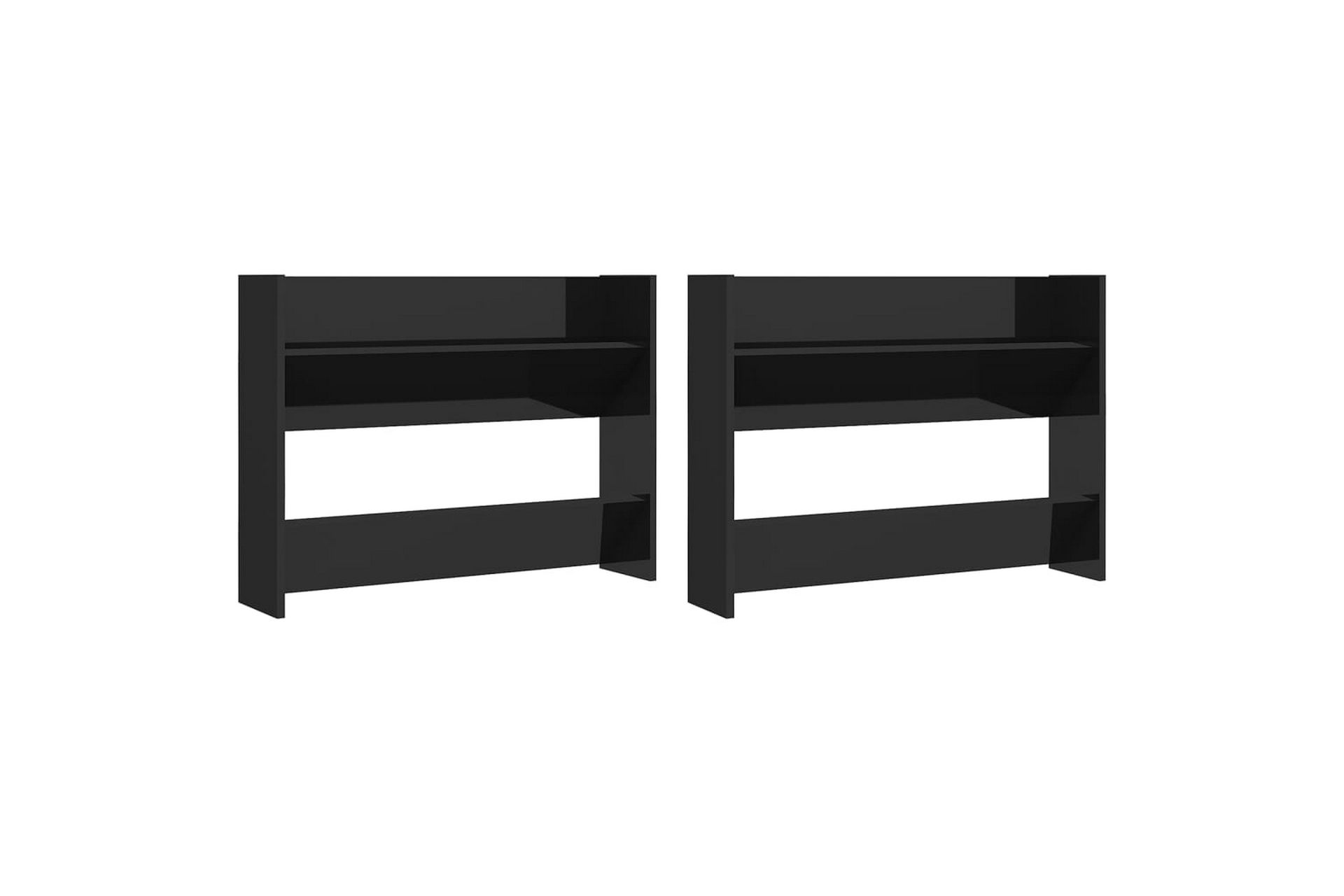 Seinäkenkäkaapit 2 kpl korkeakiilto musta 80x18x60 cm - Säilytys - Kenkäsäilytys