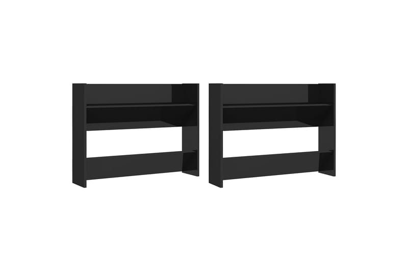 Seinäkenkäkaapit 2 kpl korkeakiilto musta 80x18x60 cm - Säilytys - Kenkäsäilytys
