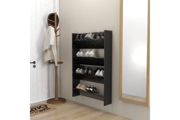 Seinäkenkäkaapit 2 kpl korkeakiilto musta 80x18x60 cm - Säilytys - Kenkäsäilytys