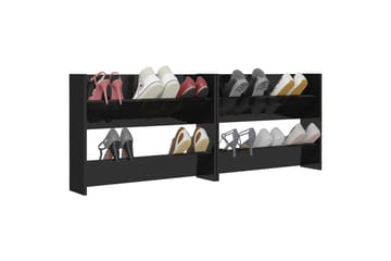 Seinäkenkäkaapit 2 kpl korkeakiilto musta 80x18x60 cm - Säilytys - Kenkäsäilytys