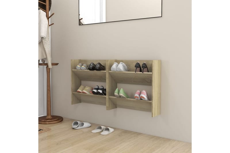 Seinäkenkäkaapit 2 kpl Sonoma-tammi 60x18x60 cm lastulevy - Säilytys - Kenkäsäilytys