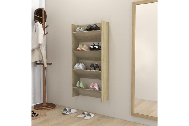 Seinäkenkäkaapit 2 kpl Sonoma-tammi 60x18x60 cm lastulevy - Säilytys - Kenkäsäilytys