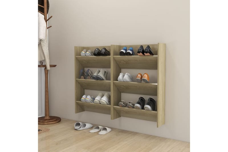 Seinäkenkäkaapit 2 kpl Sonoma-tammi 60x18x90 cm lastulevy - Säilytys - Kenkäsäilytys