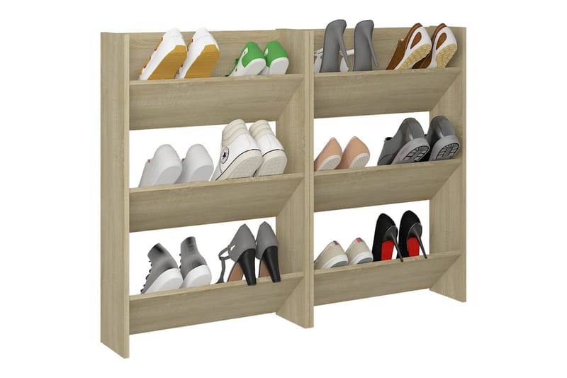 Seinäkenkäkaapit 2 kpl Sonoma-tammi 60x18x90 cm lastulevy - Säilytys - Kenkäsäilytys