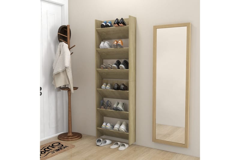 Seinäkenkäkaapit 2 kpl Sonoma-tammi 60x18x90 cm lastulevy - Säilytys - Kenkäsäilytys