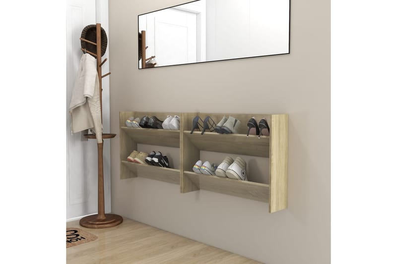 Seinäkenkäkaapit 2 kpl Sonoma-tammi 80x18x60 cm lastulevy - Säilytys - Kenkäsäilytys