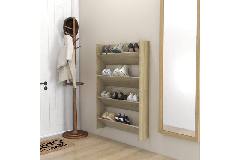 Seinäkenkäkaapit 2 kpl Sonoma-tammi 80x18x60 cm lastulevy - Säilytys - Kenkäsäilytys