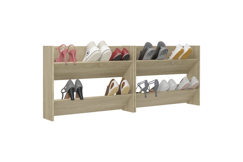 Seinäkenkäkaapit 2 kpl Sonoma-tammi 80x18x60 cm lastulevy - Säilytys - Kenkäsäilytys