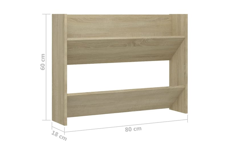 Seinäkenkäkaapit 2 kpl Sonoma-tammi 80x18x60 cm lastulevy - Säilytys - Kenkäsäilytys