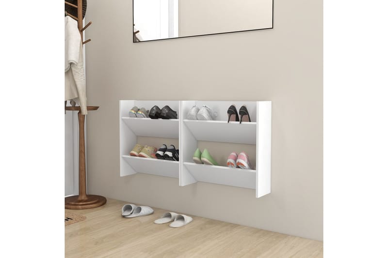 Seinäkenkäkaapit 2 kpl valkoinen 60x18x60 cm lastulevy - Säilytys - Kenkäsäilytys