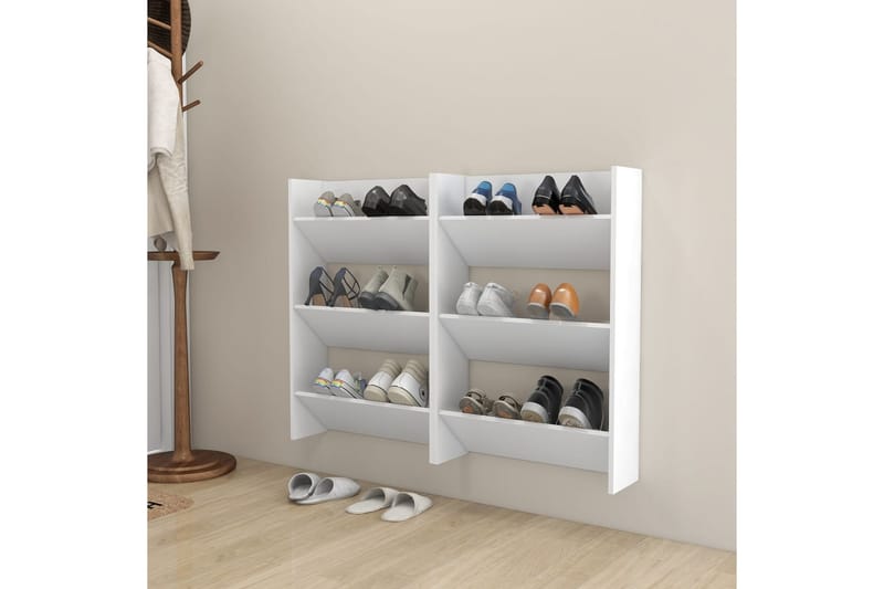 Seinäkenkäkaapit 2 kpl valkoinen 60x18x90 cm lastulevy - Säilytys - Kenkäsäilytys